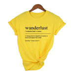 Wanderlust Definition Traveler T-Shirt Aesthetic Clothing Women's Graphic Tee