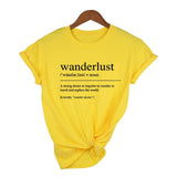 Wanderlust Definition Traveler T-Shirt Aesthetic Clothing Women's Graphic Tee
